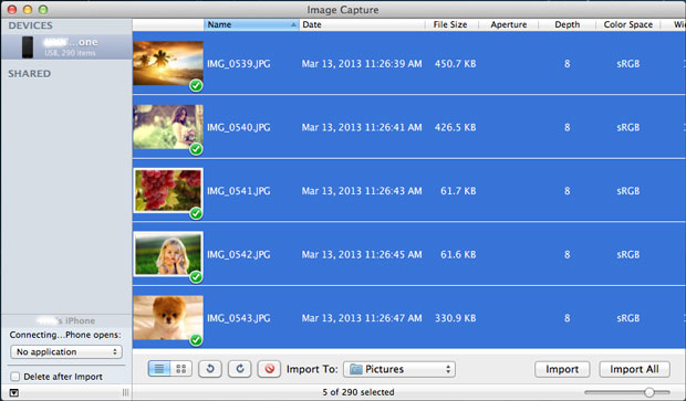 transfer iPhone video to Mac via Image Capture