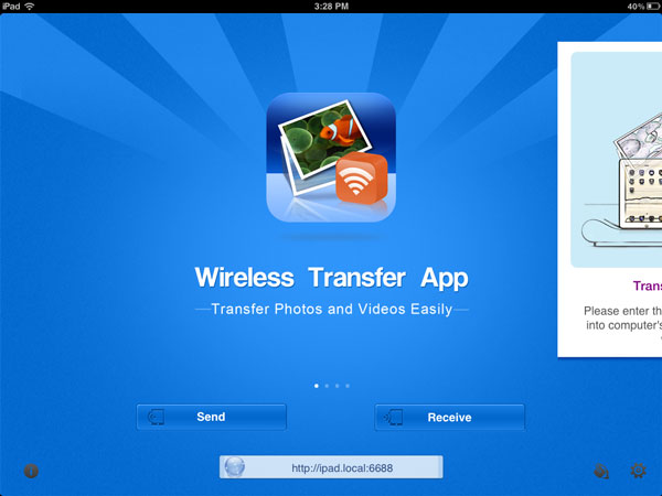 Wireless Transfer App for iPad