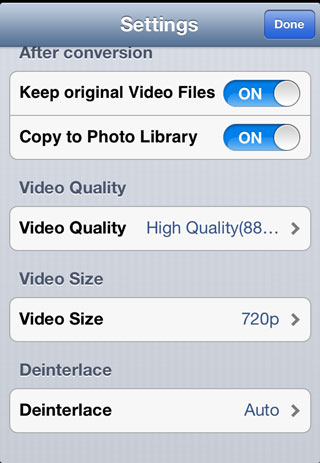 Video Converter App Settings